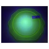 Uranium Glass Footed Cake Plate