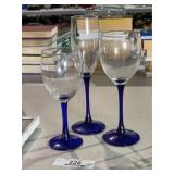 Cobalt Blue Stem Crystal Glasses