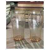 Etched Pink Depression Glass Tumblers