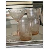 Etched Pink Depression Glass Tumblers