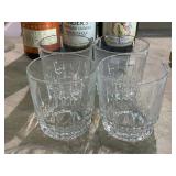 4 Vintage Crystal Rocks Glasses