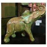 Large Wooden Elephant Figurine