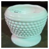 Vintage Hobnail Milk Glass Pedestal Bowl