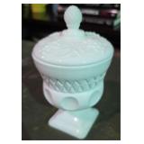 Vintage Plymouth Thumbprint Milk Glass Sugar Bowl