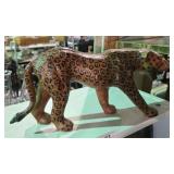 Hand Crafted Leather Wrapped Leopard Statue