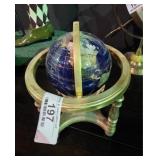 Brass & Precious Stone Inlaid Vintage Globe