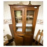 Antique Oak Glass Door Cupboard