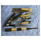 Misc. Bag of Knives & Straight Razors