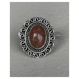 Red Sun Stone Ring Size 8