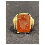 Carnelian Intaglio Vintage Size 10 Soldier Ring