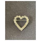 Vintage Crystal Heart Brooch