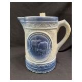 Blue & White Stoneware Cow Pitcher
