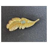 Vintage Jade Leaf Brooch