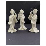 3- Homco Porcelain Geisha Girl Figures