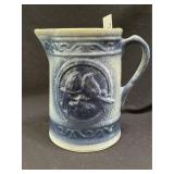Love Birds Blue & White Stoneware Pitcher