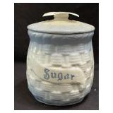 Blue & White Stoneware 'Sugar' Cannister