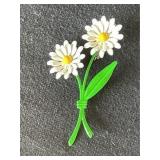 Vintage Daisy Enamel Brooch