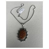 Red Jasper Pendant Necklace w/ Chain