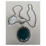 Green Onyx Pendant Necklace w/ Chain