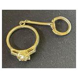 Large Solitaire Ring Key Chain