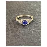 Silver Tone Ring with Blue Stone