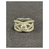 Sterling & CZ Band Ring Size 8