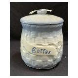 Blue & White Stoneware 'Coffee' Cannister