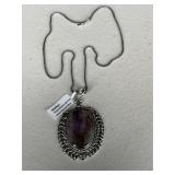 Amethyst Pendant Necklace w/ Chain