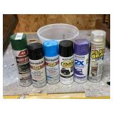 Bucket of Misc. Spray Paint