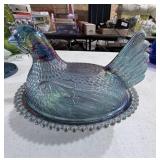Carnival Glass Nesting Chicken Basket