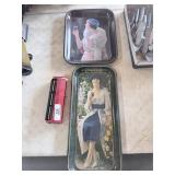 2 Coca Cola Trays & Tractor Toy