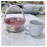 Porcelain Cup & Sweetheart Basket