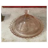 Pink Depression Glass Covered Plate