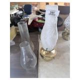 Oil Lamp & 2 Glass Shades