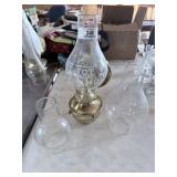 Oil Lamp & 2 Glass Shades
