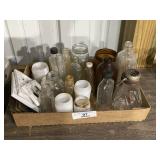 Flat of Collectible Bottles, Jars & Light Covers
