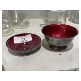 2 Silver Plate Enamel Bowls