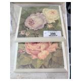2 Hand Painted Floral Wall Plaques