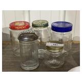 4 Lidded Jars & Sugar Dispenser