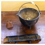 Cast Iron Ftd Pot with Bale & Misc.