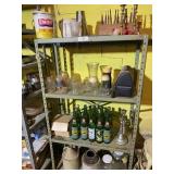 Metal Shelf & Assorted Collectibles
