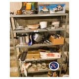 Metal Shelf & Assorted Collectibles