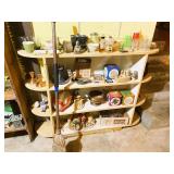 Wood Shelf & Assorted Collectibles