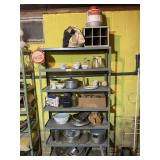 Metal Shelf & Assorted Collectibles