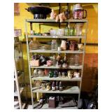Metal Shelf & Assorted Collectibles