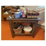 Wood End Table & Contents