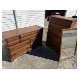 Classic Dark Wood Dresser & Chest Set with Mirror