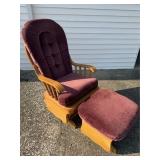 Cozy Oak Glider Rocker with Matching Ottoman