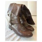 Brown Buckle Accent Ankle Boots 7.5