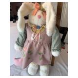 Vintage Plush Easter Bunny Doll in Floral Dress
